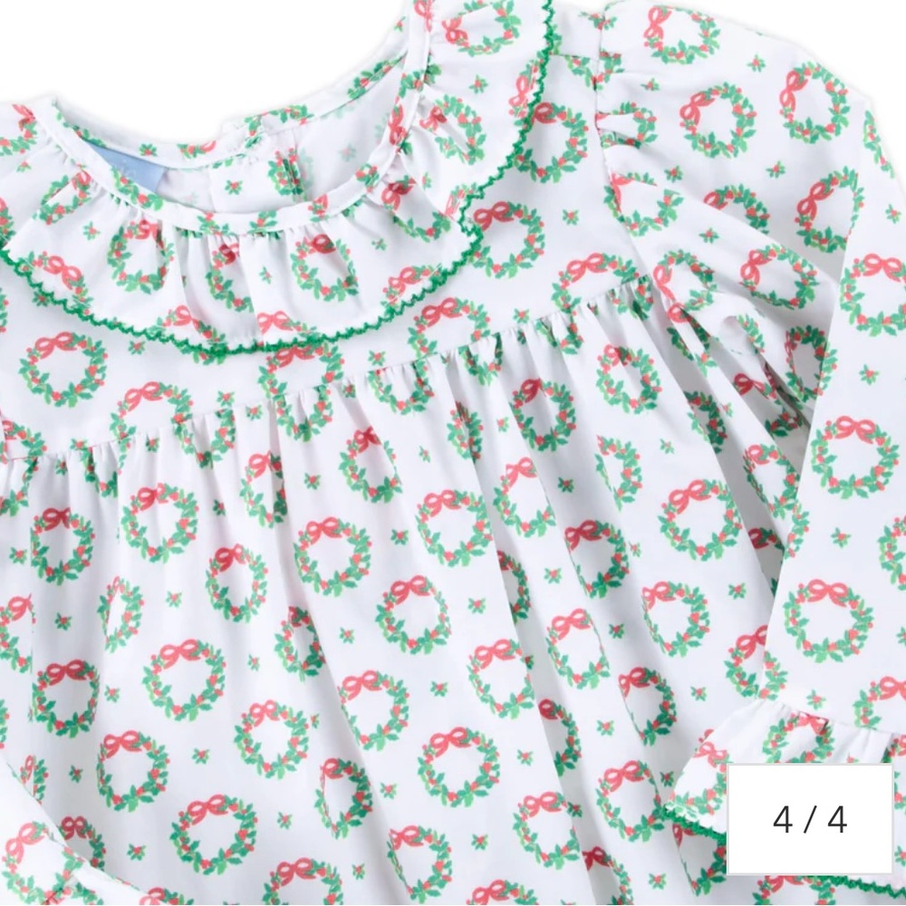 Holiday Wreath Ruffle Collared Dress - Picture 4 of 4